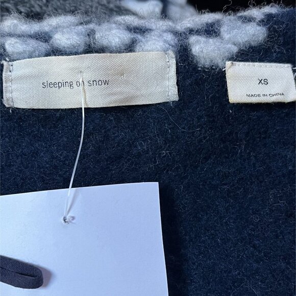 Sleeping On Snow XS Wool Blend Blue Fair Isle Open Cardigan Sweater - Picture 7 of 12